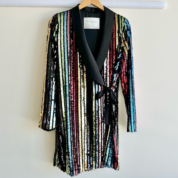 rainbow sequin blazer dress Iridescent Purple Rainbow Sequin Blazer Dress